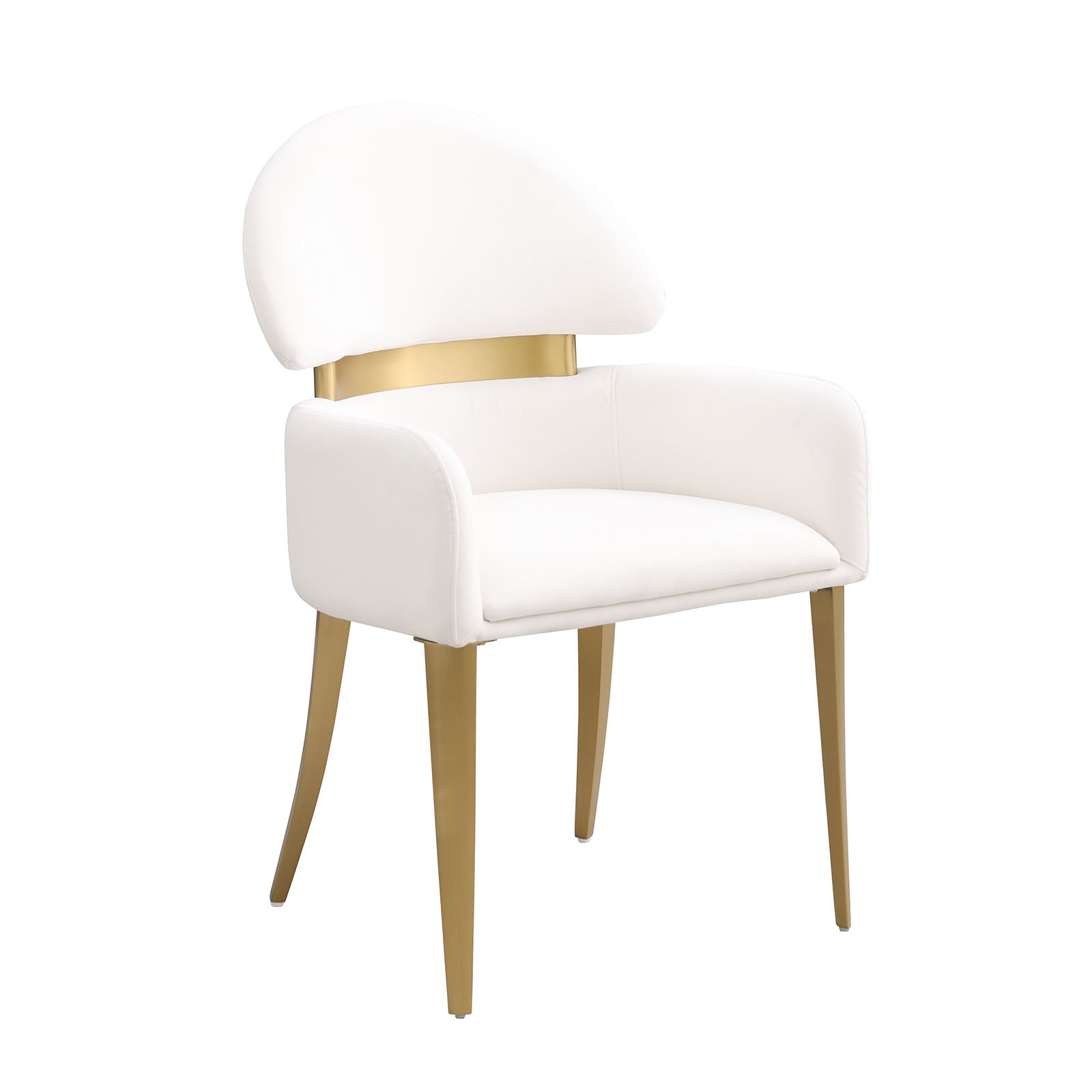 Contemporary Style 2pc Arms Chairs Stainless steel Gold Matte Finish Dining Room Furniture White