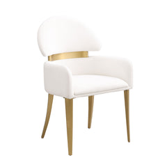 Contemporary Style 2pc Arms Chairs Stainless steel Gold Matte Finish Dining Room Furniture White