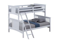 Modern Transitional Style Twin Over Full Bunk Bed With Ladder And White Finish