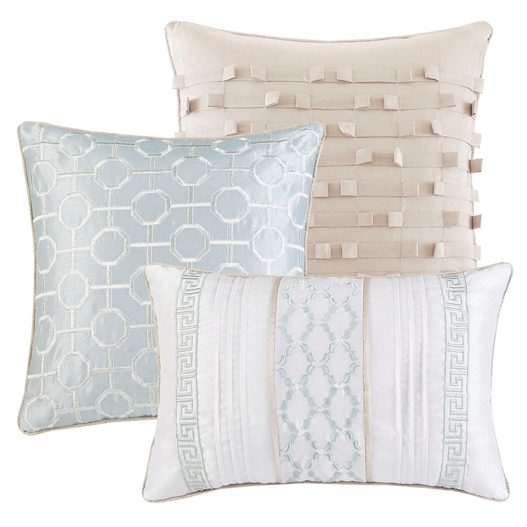 7 Piece Comforter Set Aqua Queen