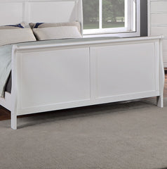 Modern 1pc Queen Size Bed Bedroom Furniture Sleigh Design Headboard Footboard Plywood 1pc Bedframe White Color