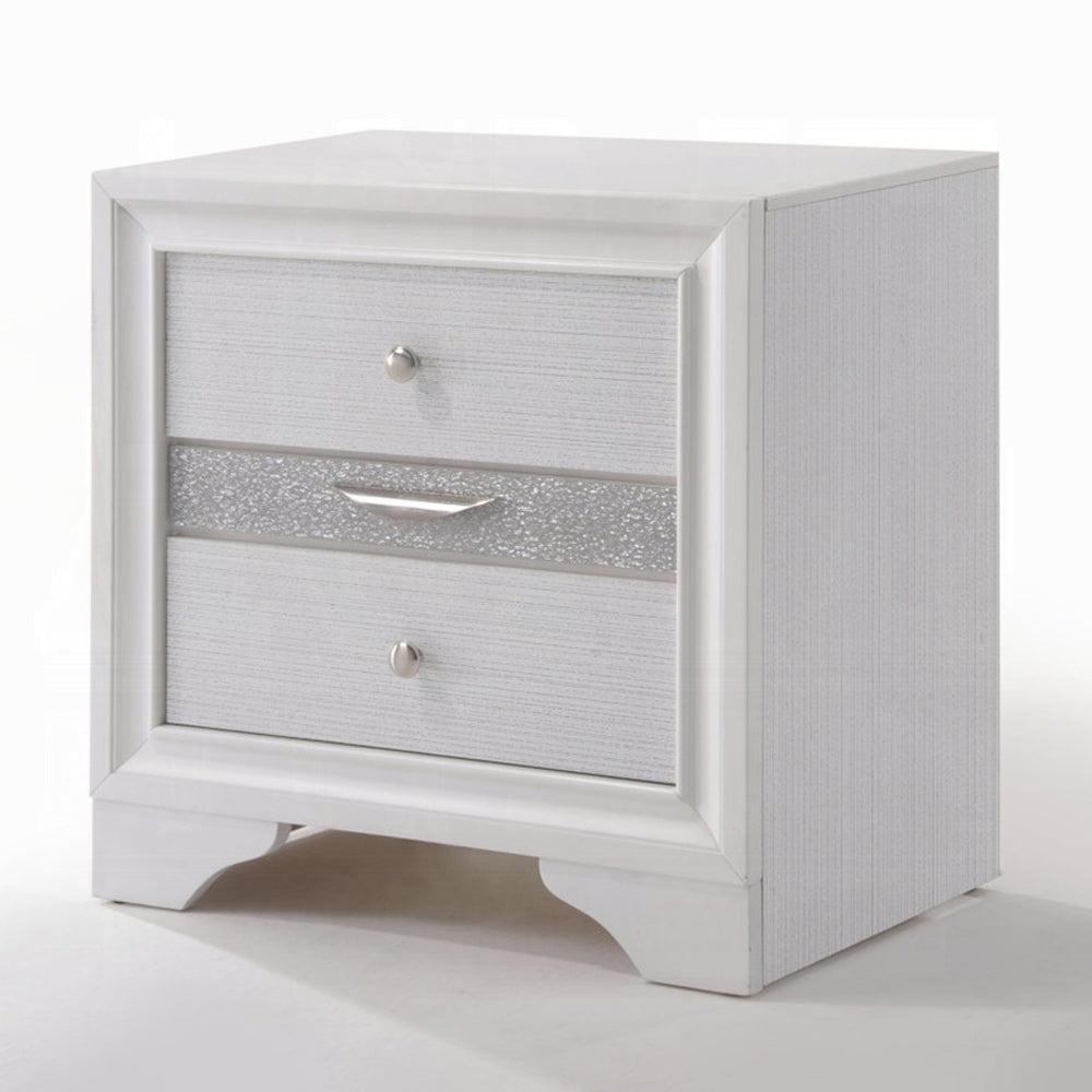 Contemporary White Finish Storage Drawers Nightstand Wooden Bedroom Furniture 1pc