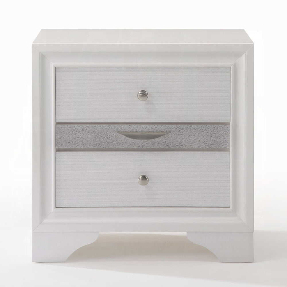 Contemporary White Finish Storage Drawers Nightstand Wooden Bedroom Furniture 1pc
