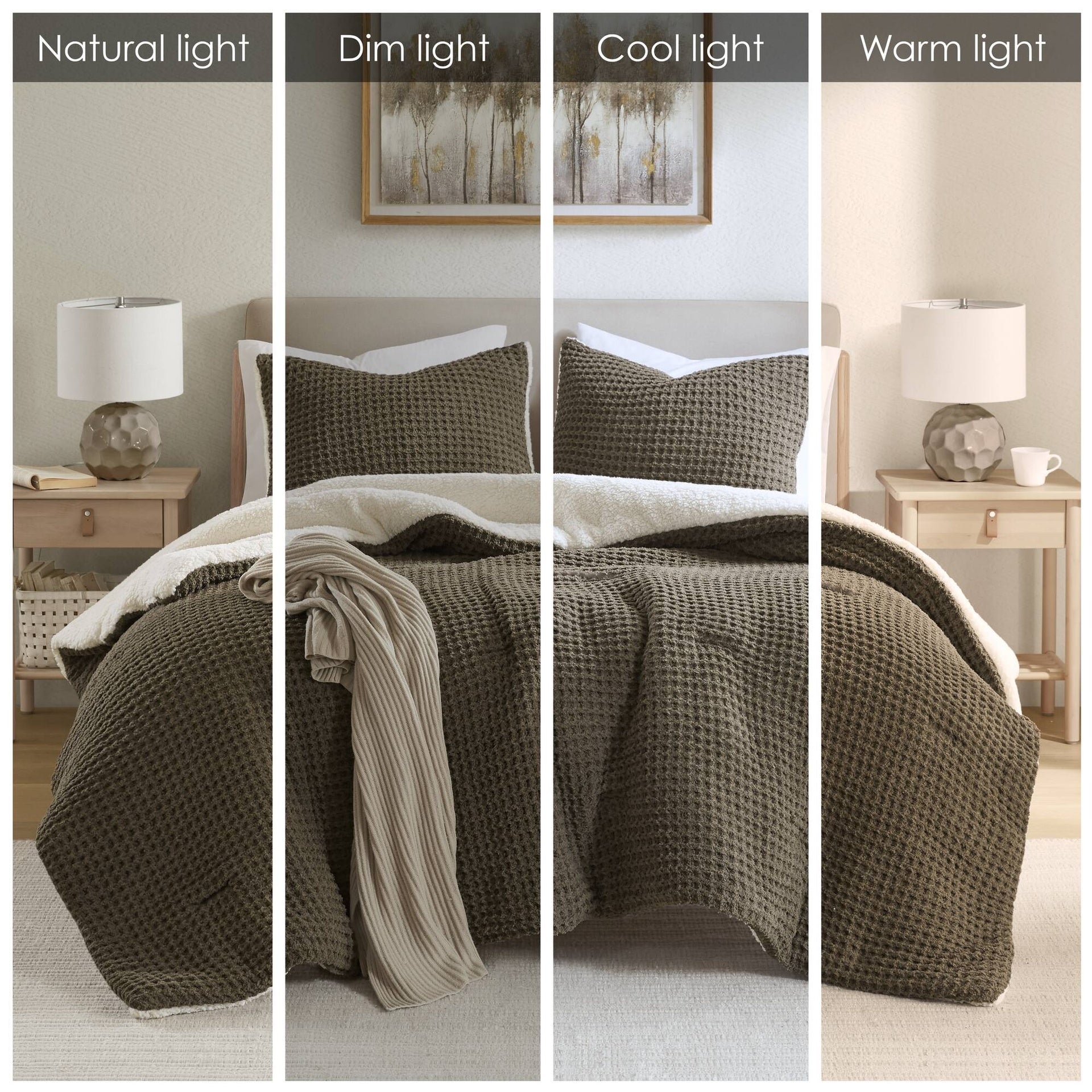 Waffle Knit Chenille Comforter Set Twin