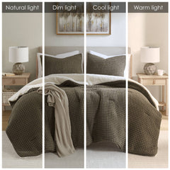 Waffle Knit Chenille Comforter Set Twin