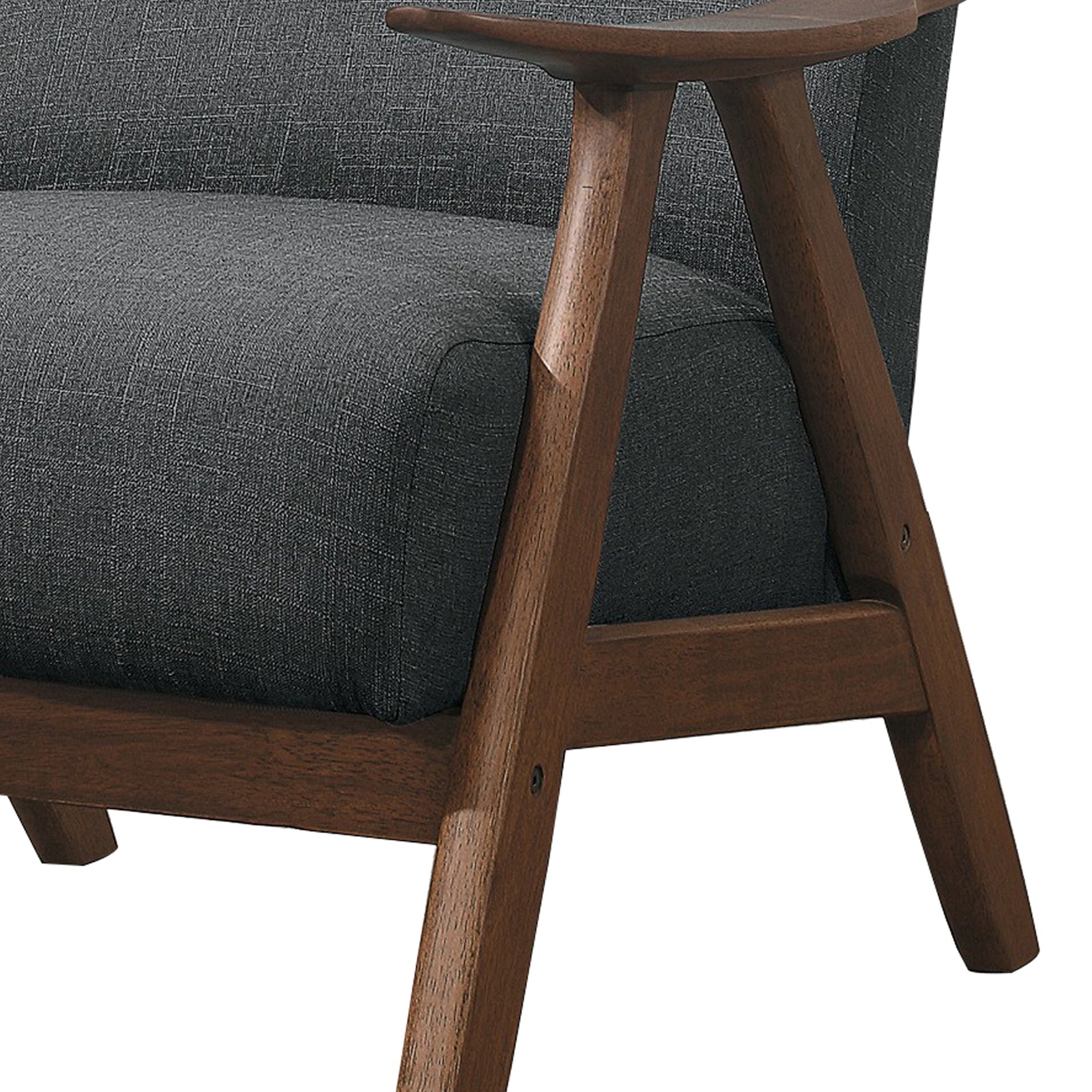 Fabric Upholstered Accent Chair with Curved Armrests, Gray