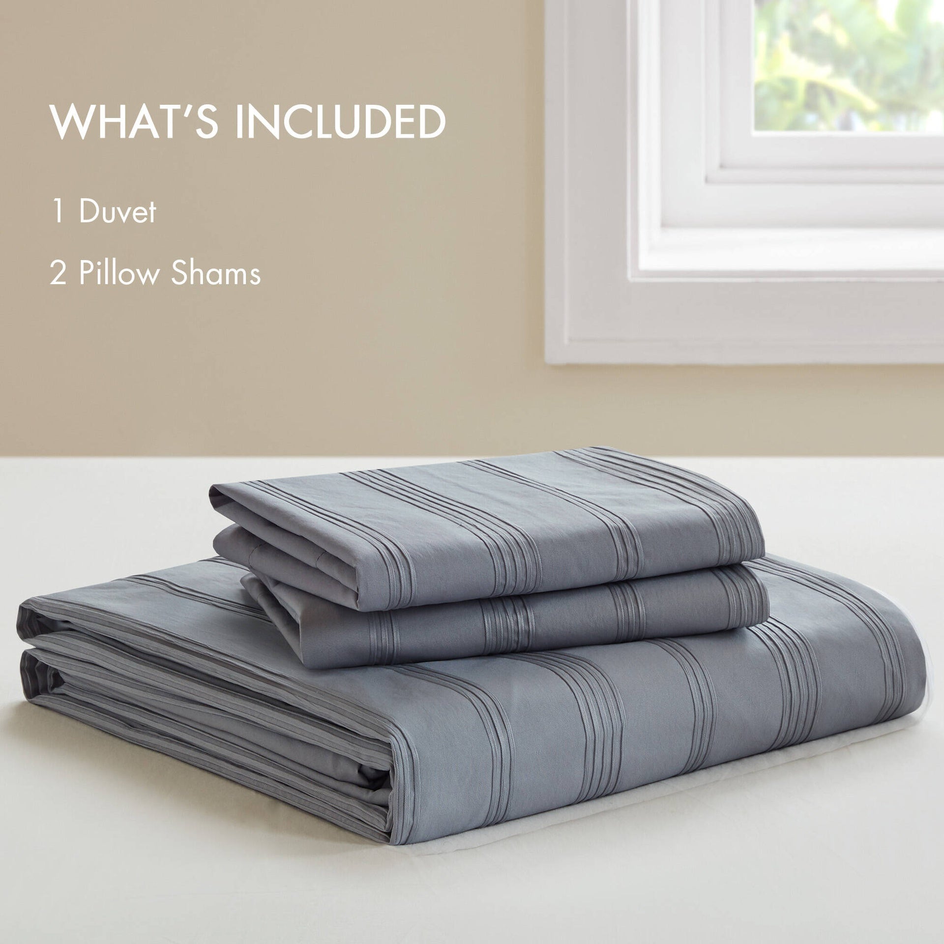 3-Piece Full Woven Striped Duvet Set