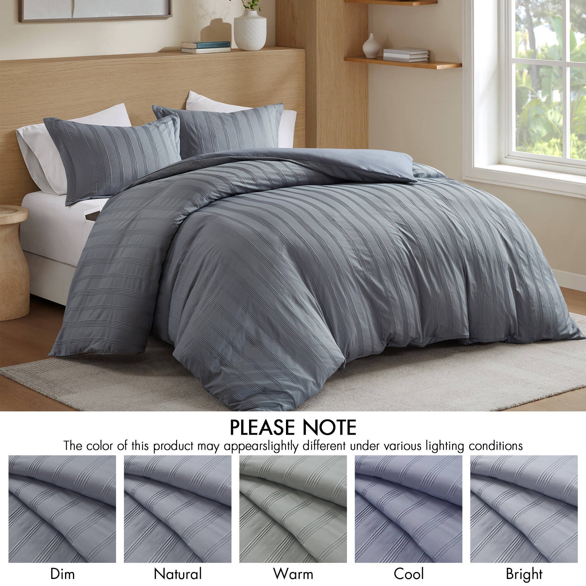 3-Piece Full Woven Striped Duvet Set
