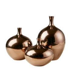 Mirrored Ceramic Decorative Vases 3-piece set Bronze 3-Piece