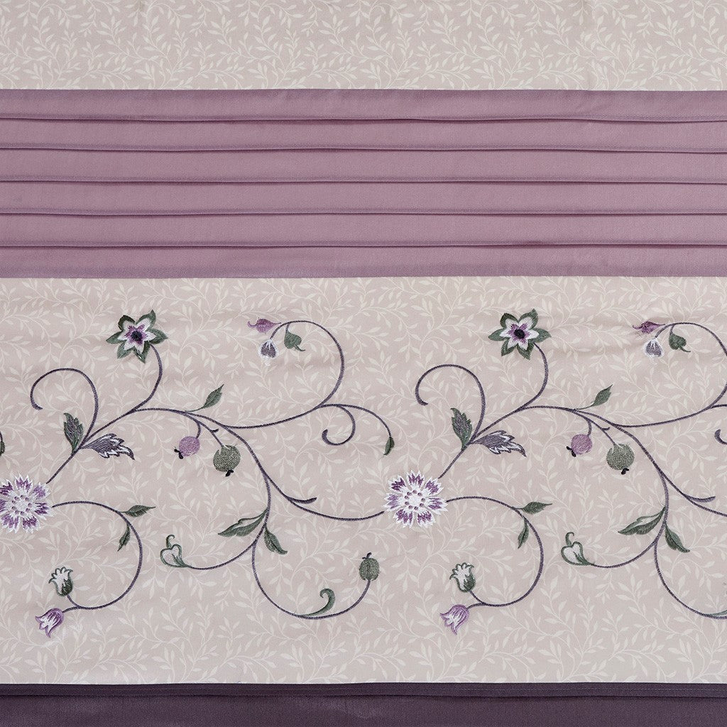 Faux Silk Embroidered Floral Shower Curtain