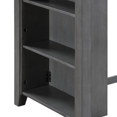 Graham 36" Gray Finish Small Space Counter Height Dining Table with USB Charging Ports and Shelves