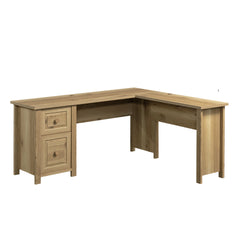 L-Shaped Desk with 1-Inch Thick Surface, Brown finish
