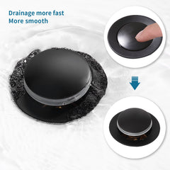 Pop-Up Drain Stainless Steel With Overflow Anti-Clogging for Vessel Sink Lavatory Vanity Sink Drain with Strainer Basket, Matte Black