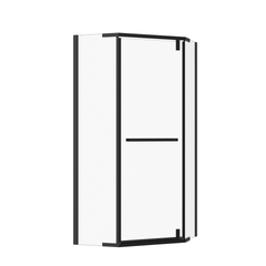 36"D X 36"W X 72"H Neo-Angle Shower Door, 1/4" Tempered Glass With Explosion-Proof Film, Black Stainless Steel Frame