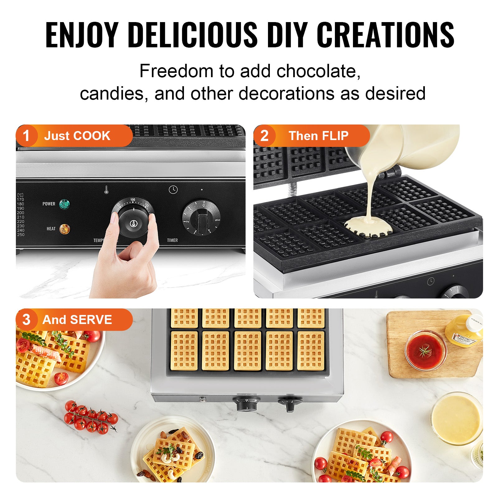 10PCS Commercial Waffle Maker Rectangle Waffle Baker Machine 1550W