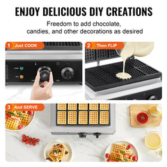 10PCS Commercial Waffle Maker Rectangle Waffle Baker Machine 1550W