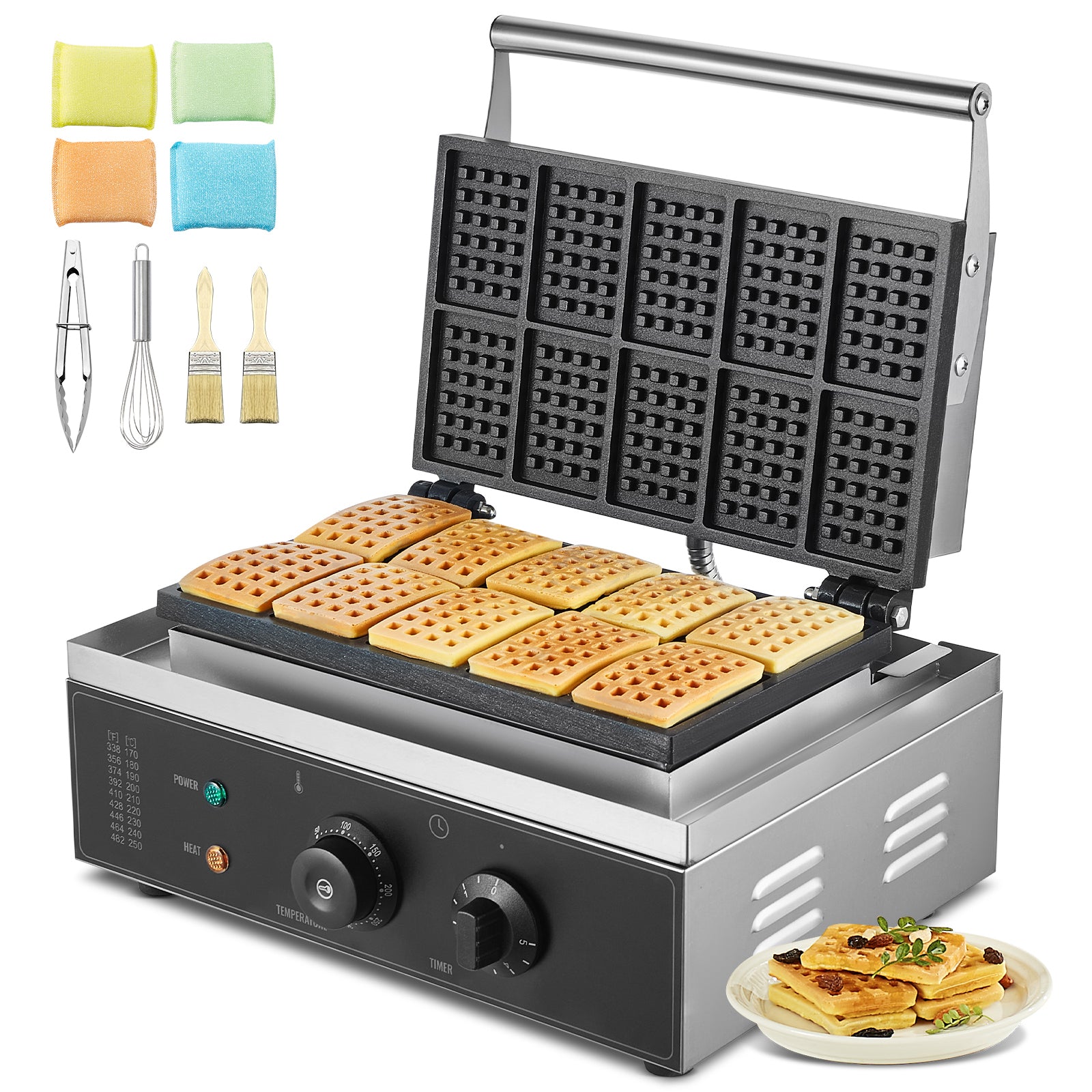 10PCS Commercial Waffle Maker Rectangle Waffle Baker Machine 1550W