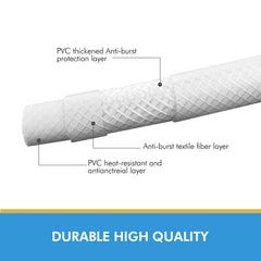 PVC Shower Hose 59 Inches Extra Long Smooth Handheld Shower Hose Flexible Anti-Kink Handheld Shower Head Hose with brass spin inner core White