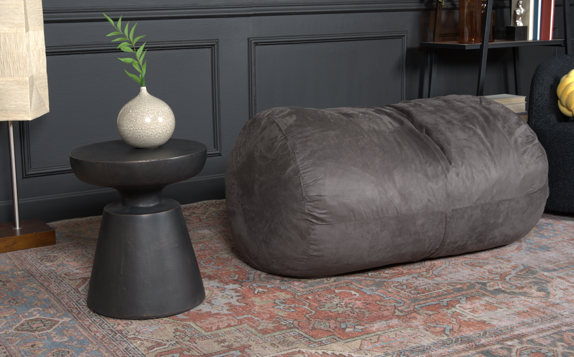 Michael 4 Foot Cylindrical Suede Bean Bag, Charcoal