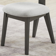 Valencia Set of 2 Light Gray Fabric Upholstered Dining Chairs with Gray Wood Frame – Comfortable Contemporary Seating