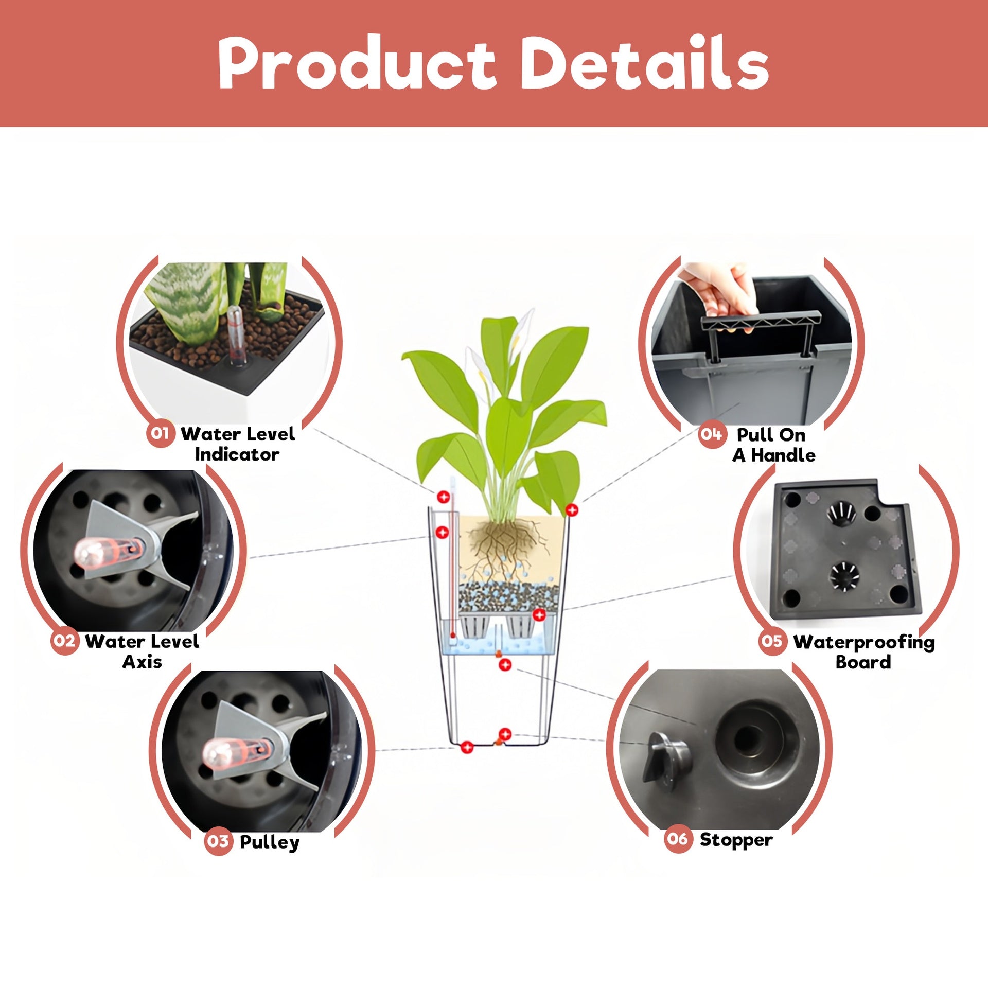 30 in Tall Large Flower Pots Planter with Self-Watering Drainage Holes&Inner Trays Indoor Outdoor Plant Pot with Drain Holes, Water Level Monitor,Inner Bucket for Garden, Patio, Porch, Backyard, Black