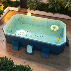 2.1m PVC folding pool (not inflatable) bathes and cools in summer, suitable for outdoor patio beach garden