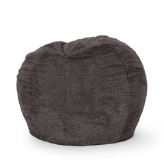 Vida 3 Foot Rounded Faux Fur Bean Bag, Brown/Beige
