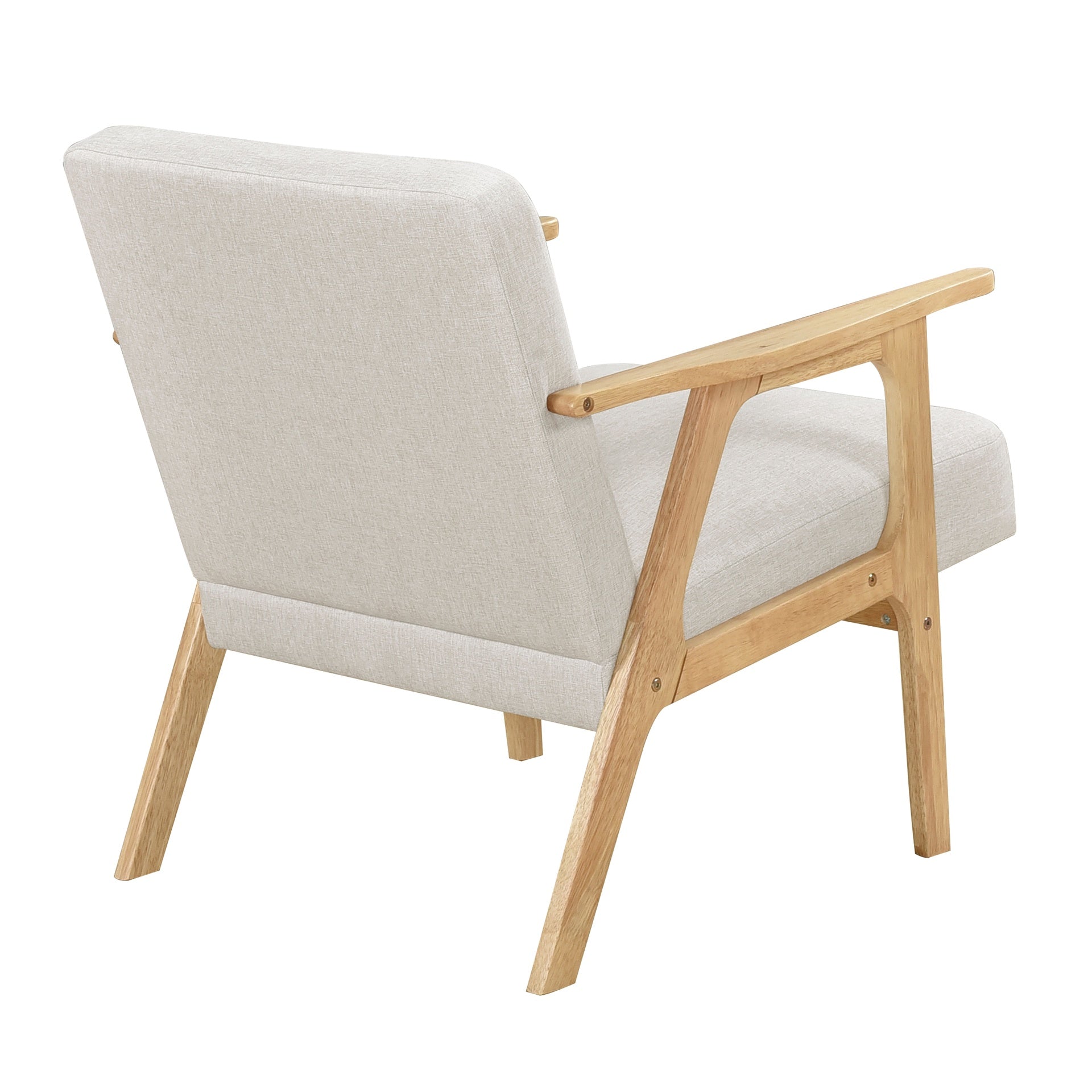 Modern Home Furniture Beige Fabric Upholstery 1pc Accent Chair Solid Rubberwood Natural Finish Contemporary Cushion Seat