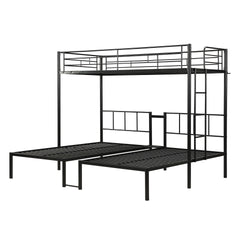 Twin Over Twin Over Twin Bunk Bed ,Triple Bunk Bed With a vertical ladder, Metal Frame Bunk Bed with Safety Rail, Twin Over Twin Over Twin Triple Bunk