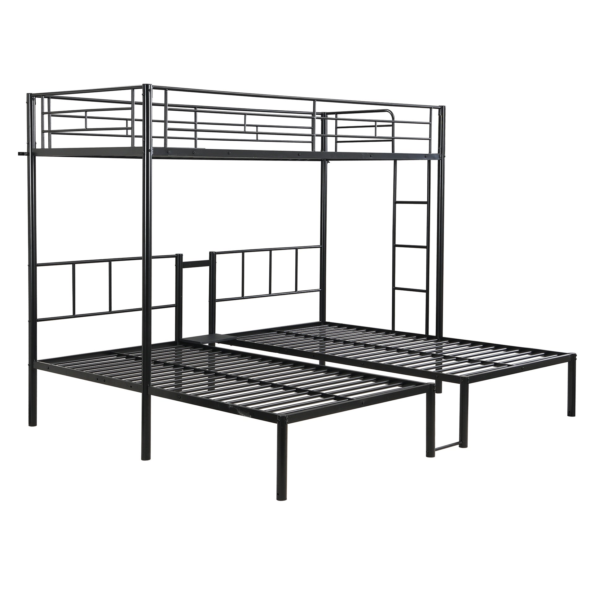 Twin Over Twin Over Twin Bunk Bed ,Triple Bunk Bed With a vertical ladder, Metal Frame Bunk Bed with Safety Rail, Twin Over Twin Over Twin Triple Bunk