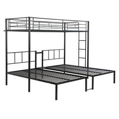 Twin Over Twin Over Twin Bunk Bed ,Triple Bunk Bed With a vertical ladder, Metal Frame Bunk Bed with Safety Rail, Twin Over Twin Over Twin Triple Bunk