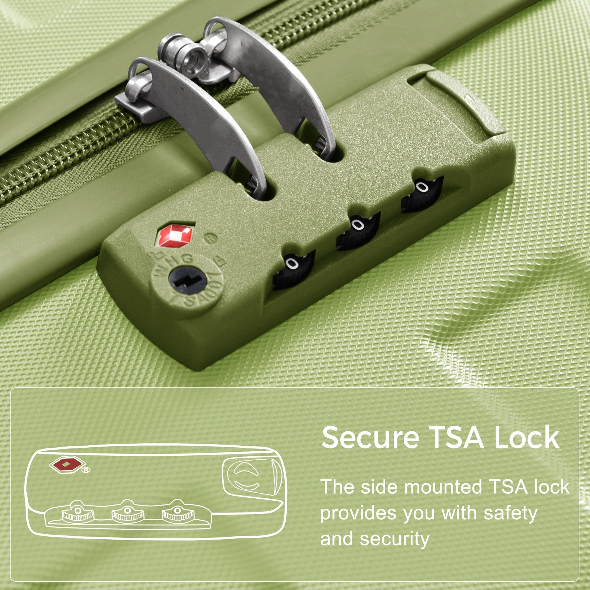 Luggage Sets New Model  ABS Hardshell 3pcs Clearance Luggage Hardside Lightweight Durable Suitcase sets Spinner Wheels Suitcase with TSA Lock 20''24''28''( Light Green)