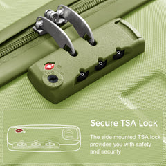 Luggage Sets New Model  ABS Hardshell 3pcs Clearance Luggage Hardside Lightweight Durable Suitcase sets Spinner Wheels Suitcase with TSA Lock 20''24''28''( Light Green)