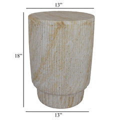 Archi Plant Stand Table, Fluted Surface, Marbled White Resin 18 Inch