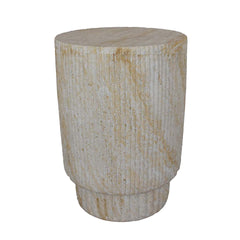 Archi Plant Stand Table, Fluted Surface, Marbled White Resin 18 Inch