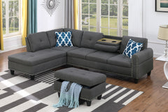 Cup - holder Console - Featured Corner Sofa in Charcoal - Dark Gray