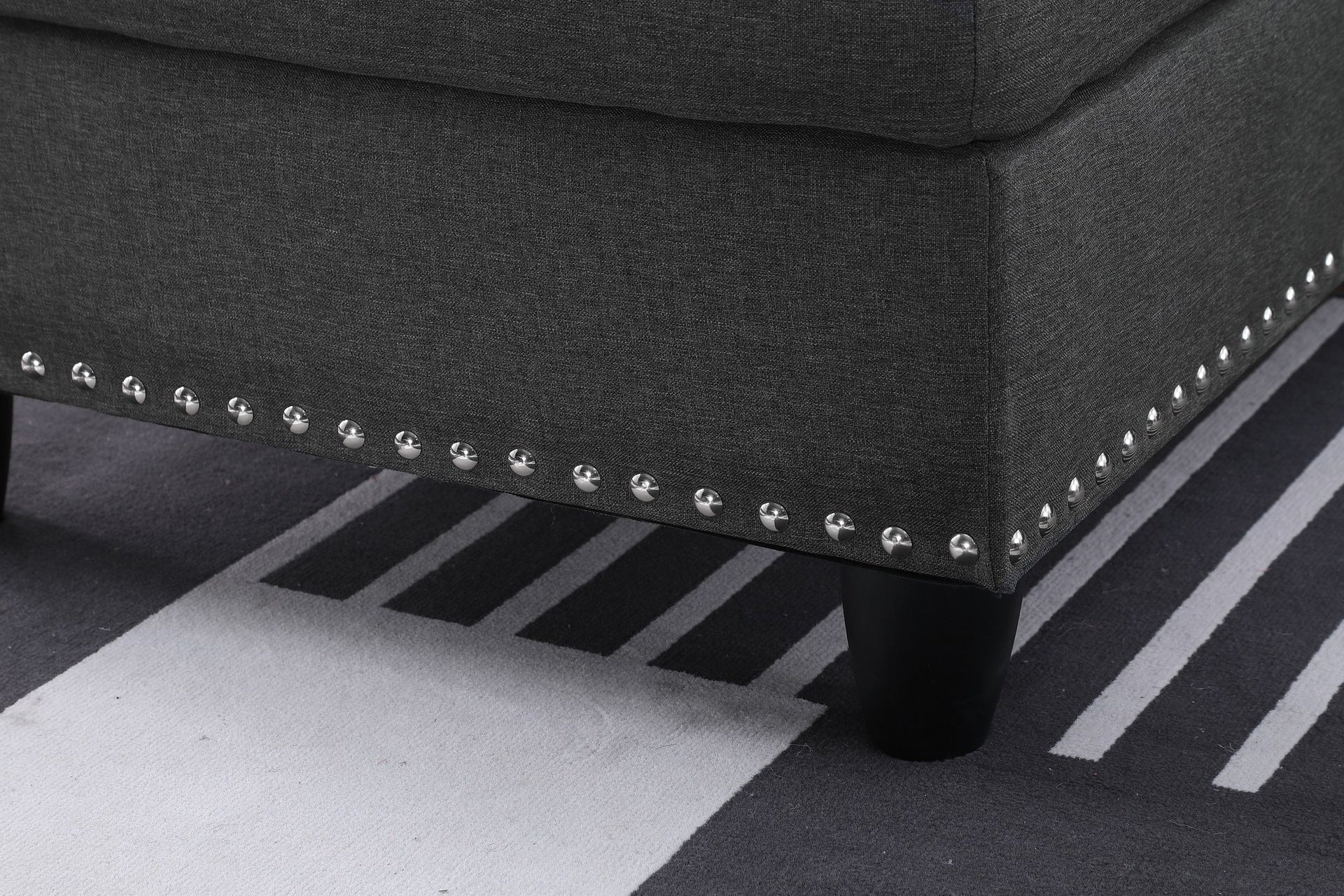 Cup - holder Console - Featured Corner Sofa in Charcoal - Dark Gray
