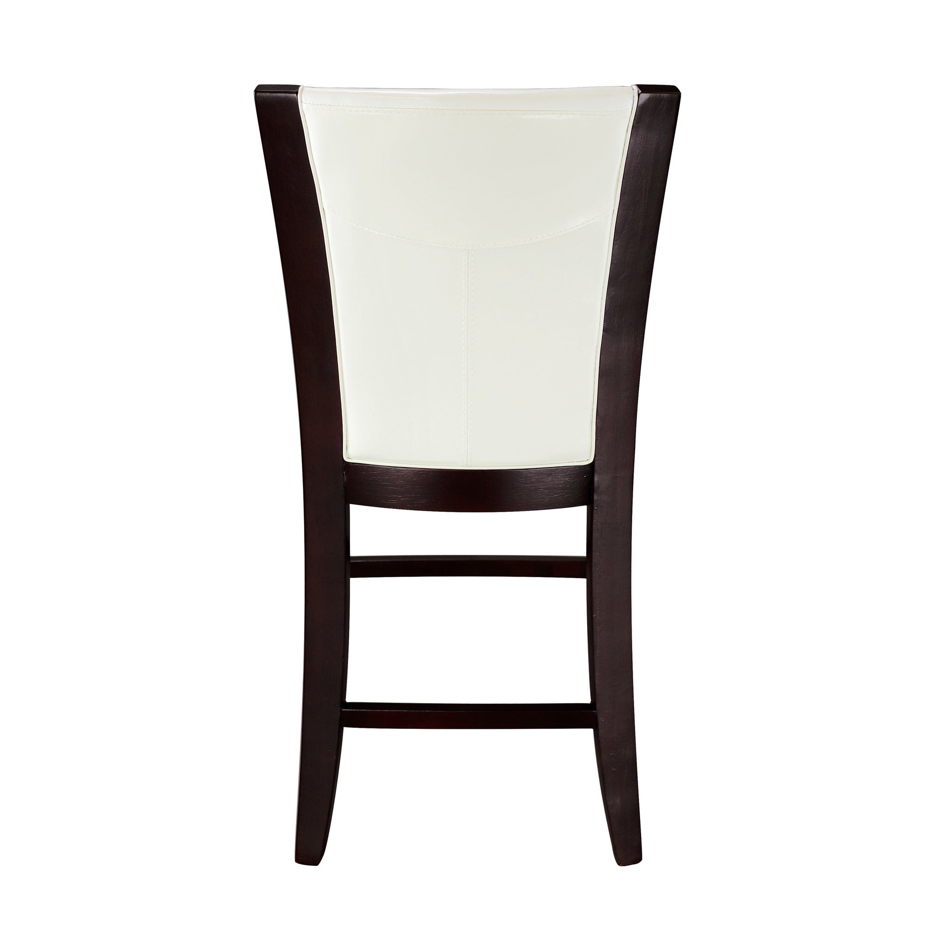 Modern Contemporary Counter Height Chairs Set of 2 White Faux Leather Upholstered Espresso Finish Hardwood Solid