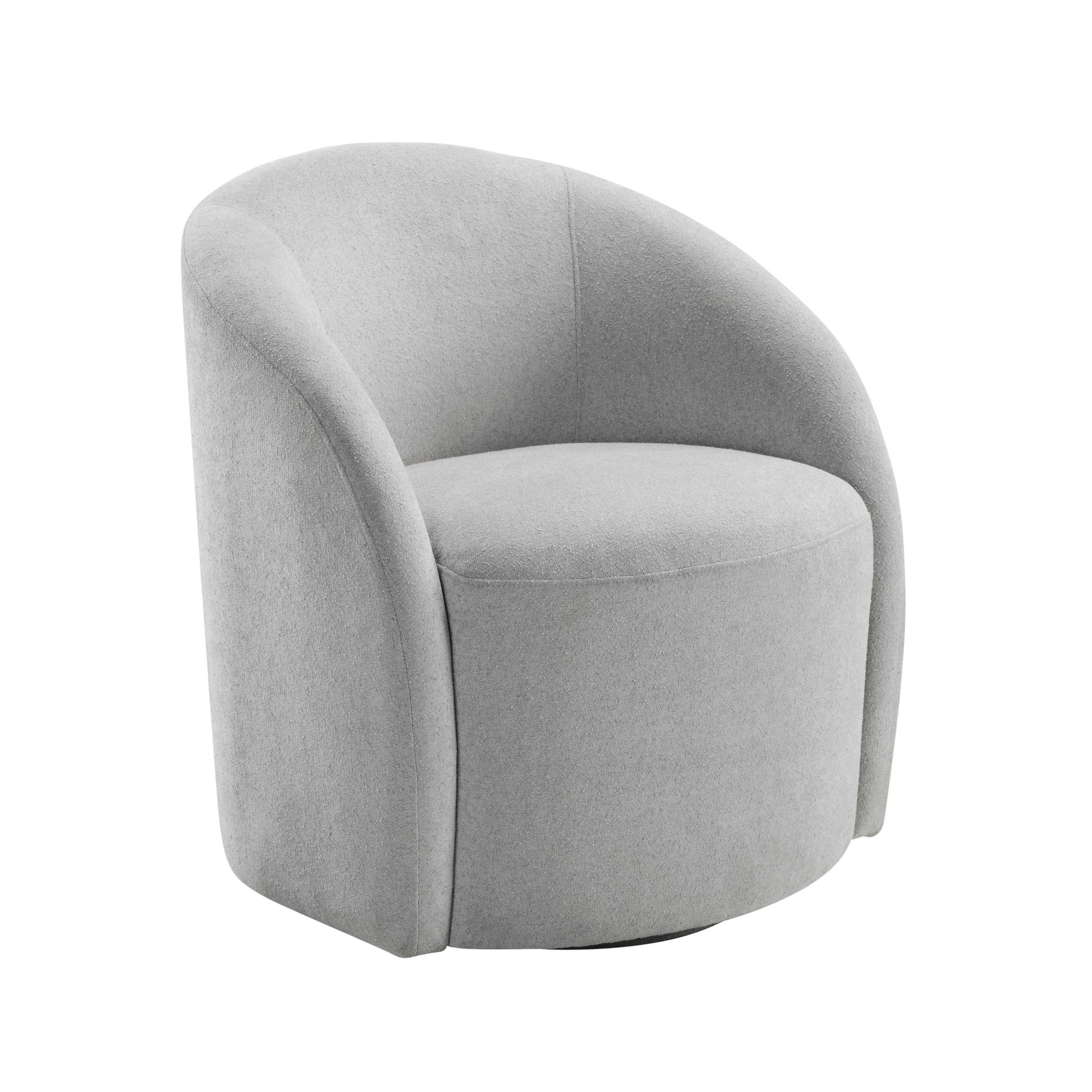 Light Gray Boucle Swivel Barrel Chair 1pc Solid Wood Durable Contemporary Living Room Furniture Luxurious Accent Seating