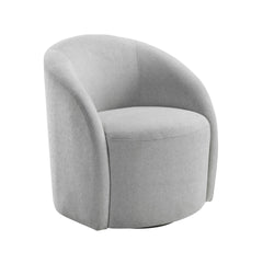 Light Gray Boucle Swivel Barrel Chair 1pc Solid Wood Durable Contemporary Living Room Furniture Luxurious Accent Seating