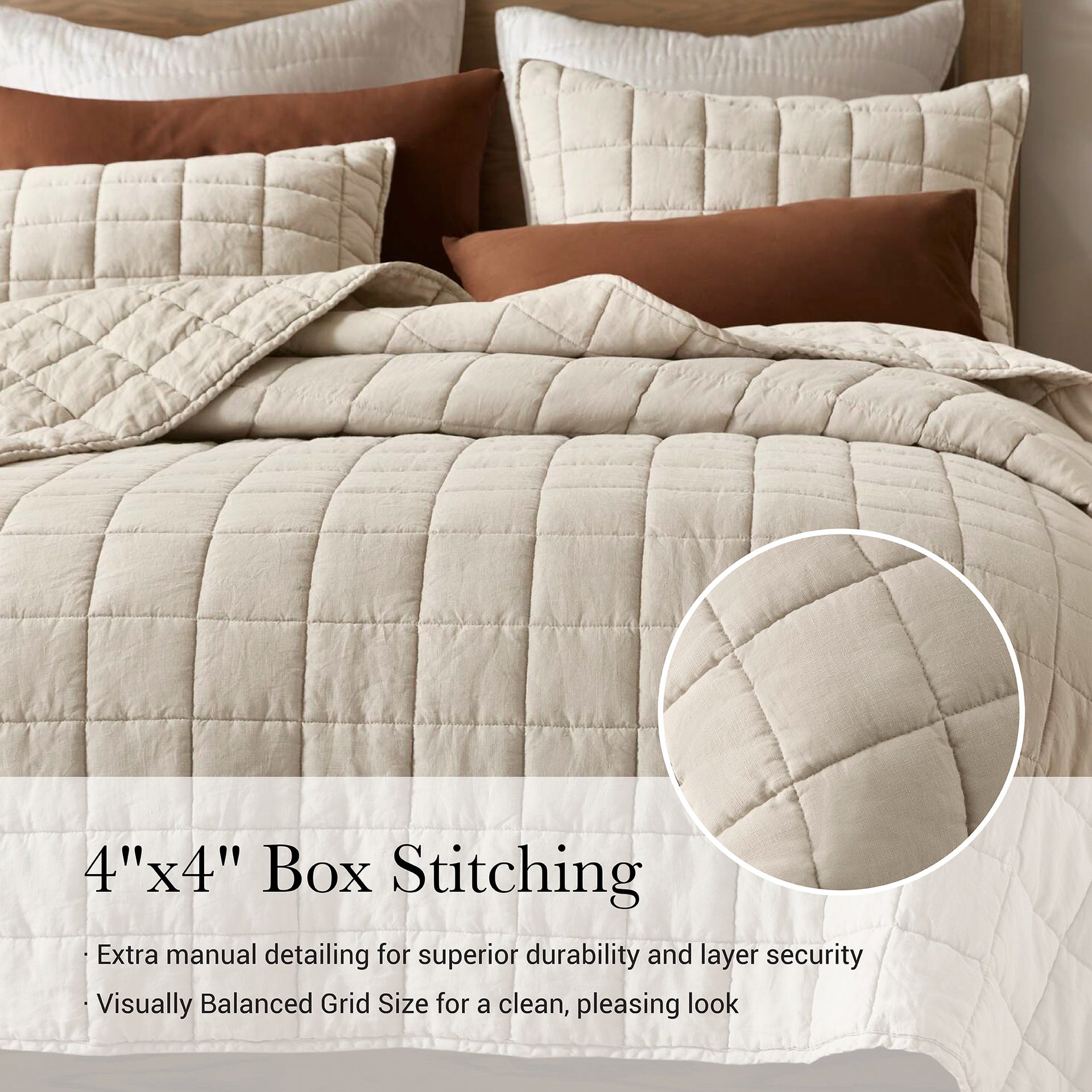 3-Piece Full/Queen Linen Garment Washed Quilt Set,Linen