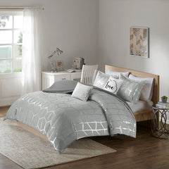 Twin/Twin XL Metallic Printed Duvet Cover Set