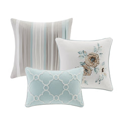 6 Piece Cotton Quilt Set with Throw Pillows Green Full/Queen