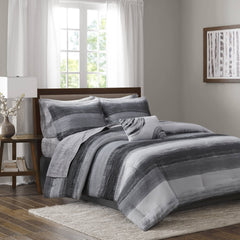9-Piece King 9 Piece Comforter Set with Cotton Bed Sheets,Black