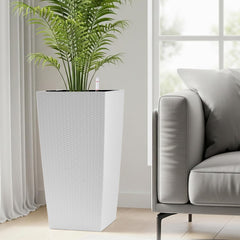 30 in Tall Large Flower Pots Planter with Self-Watering Drainage Holes&Inner Trays Indoor Outdoor Plant Pot with Drain Holes, Water Level Monitor, Inner Bucket for Garden, Patio, Porch, Backyard,White