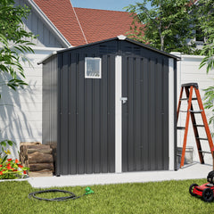 Metal Outdoor Storage Shed 6FT x 4FT, Steel Utility Tool Shed Storage House , Metal Sheds Outdoor Storage for Backyard Garden Patio Lawn (6' x 4'),Gray
