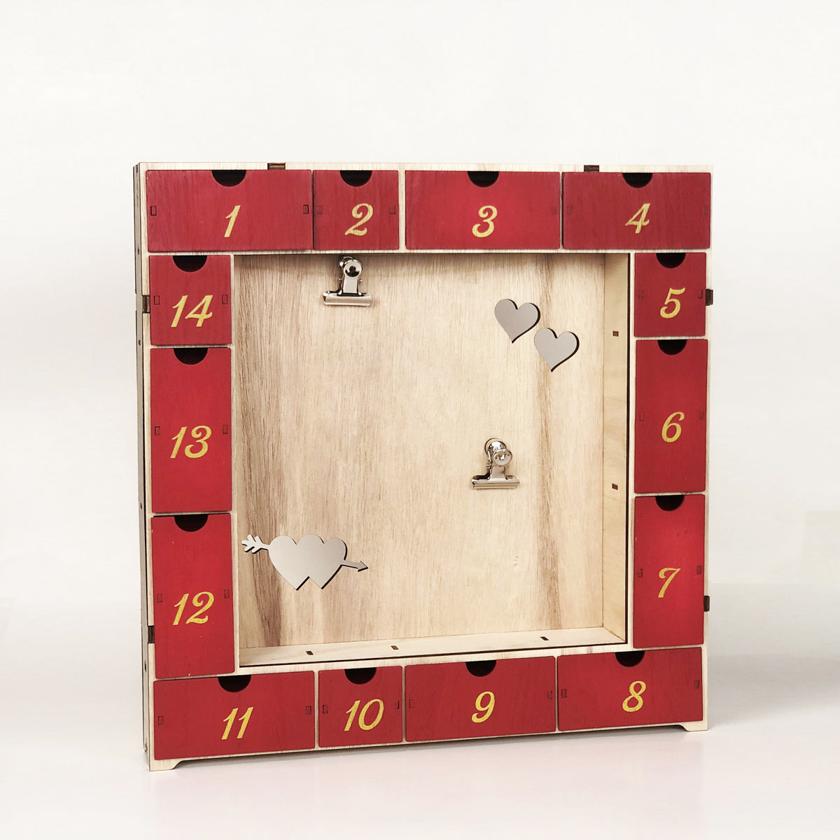 Double Hearts Dual Clip Picture Holder with Fourteen Treasure Jewelry Keepsake Boxes Valentine Christmas