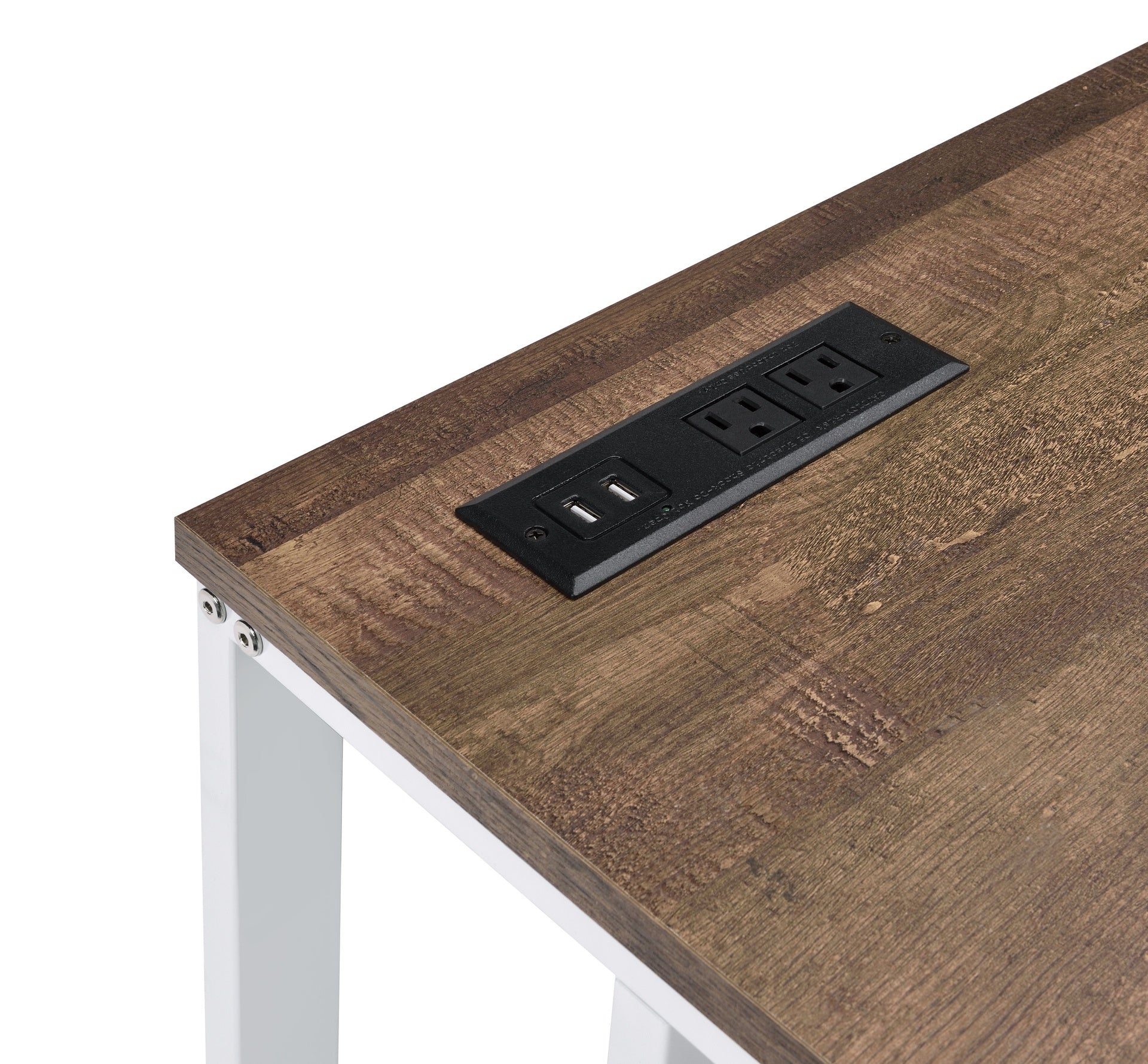 Tyrese Walnut & White Finish Writing Desk W/USB