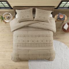 2 PCS Twin/Twin XL Chenille Oversized Comforter Set Tan
