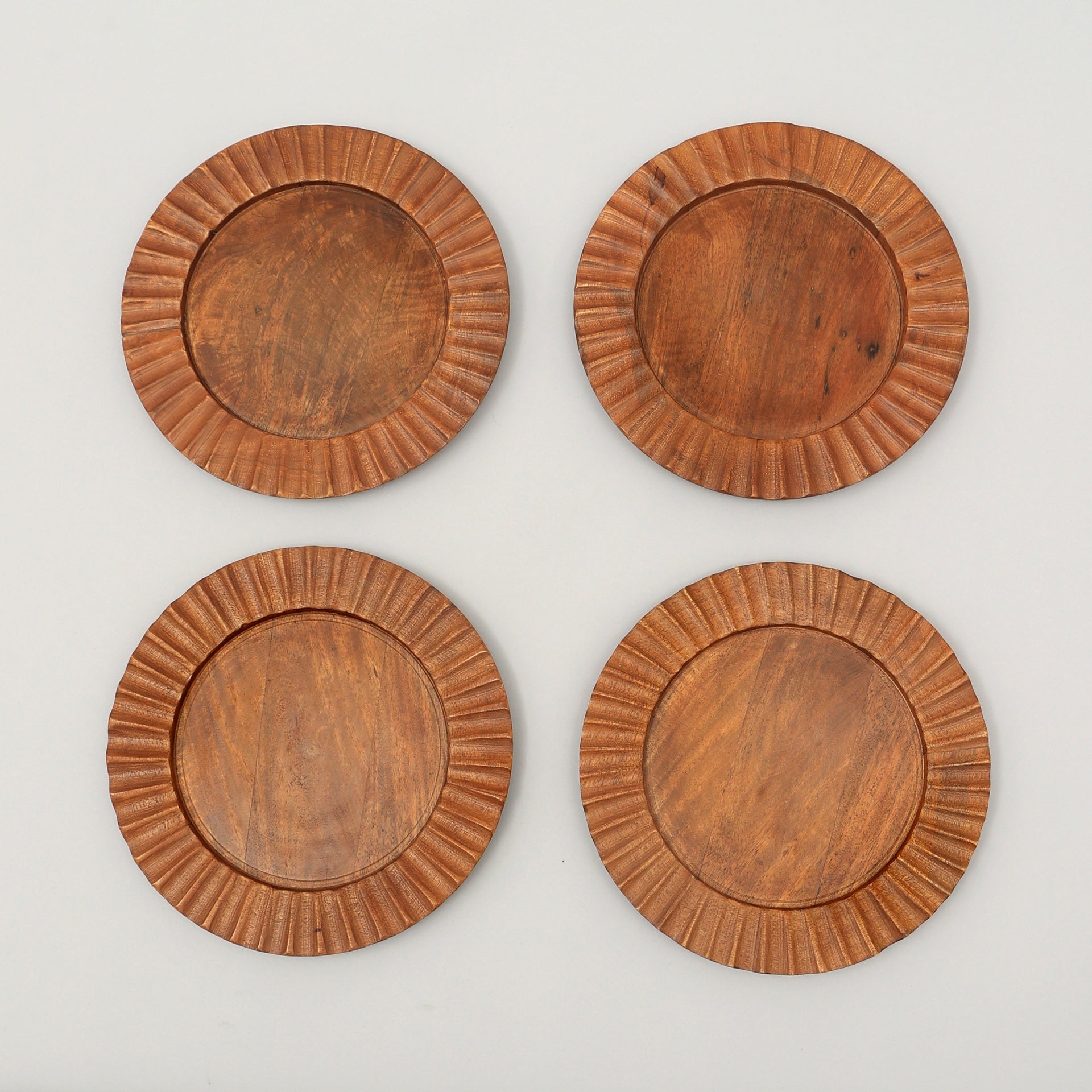 Handcrafted 13" Wood Brown Charger Plate| Wooden Dinning Placemat|Artisan Wood Tableware